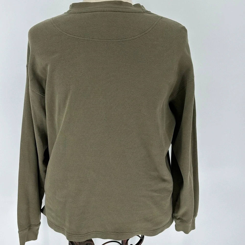 Sorel Mens Long Sleeve Thermal Henley Shirt Olive Green Pocket Size L - Picture 4 of 6